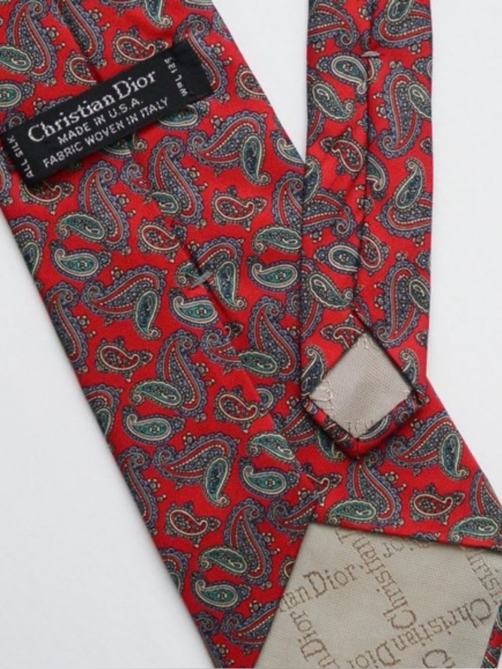 Vintage Christian Dior Red & Brown Paisley Tie, High End Designer